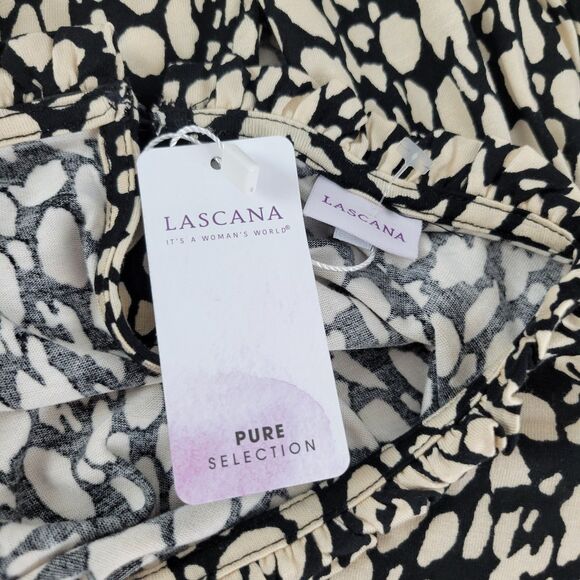 Lascana Dress  Black Tan Animal Print US size 10 Shift Maxi Sleeveless NWT - Picture 3 of 10